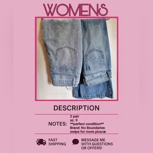 No Boundaries Women's Light and Dark Blue Boyfriend Jeans